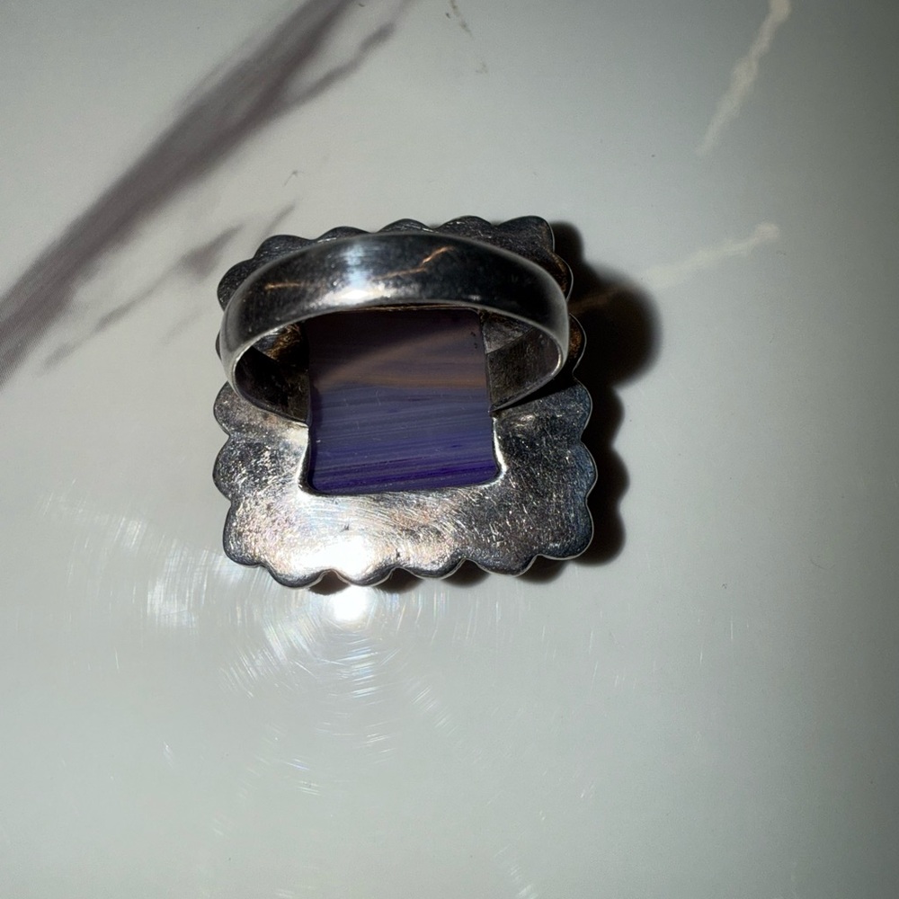 Stunning Square Amethyst Statement Ring Sterling … - image 6